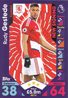 Rudy Gestede Middlesbrough 2016/17 Topps Match Attax Extra New Signing #NS14